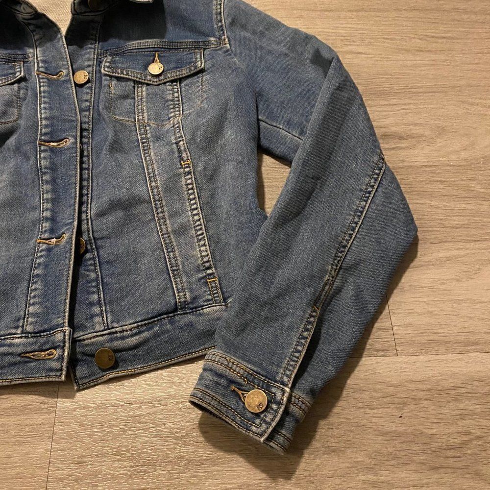 New York & Co. cotton blue denim casual button down long sleeve jacket size XS - Picture 4 of 8